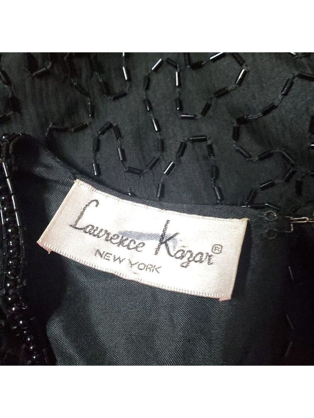 LAWRENCE Kazar 100% Pure Silk Black Lined Sequins Beads Party Blouse Size Medium - Picture 8 of 9